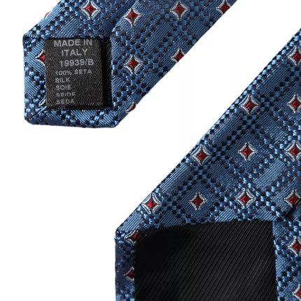 Blue Patterned 100% Silk Adjustable Men Tie