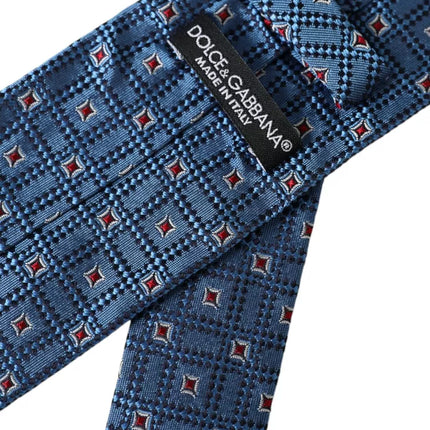 Blue Patterned 100% Silk Adjustable Men Tie