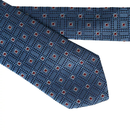 Blue Patterned 100% Silk Adjustable Men Tie