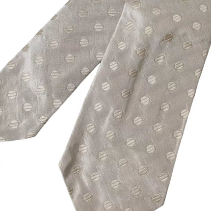 Beige Dotted Silk Classic Adjustable Men Tie