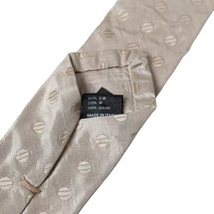 Beige Dotted Silk Classic Adjustable Men Tie