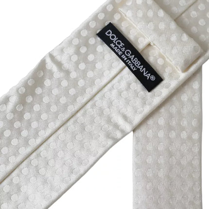 White Dotted Silk Classic Adjustable Men Tie