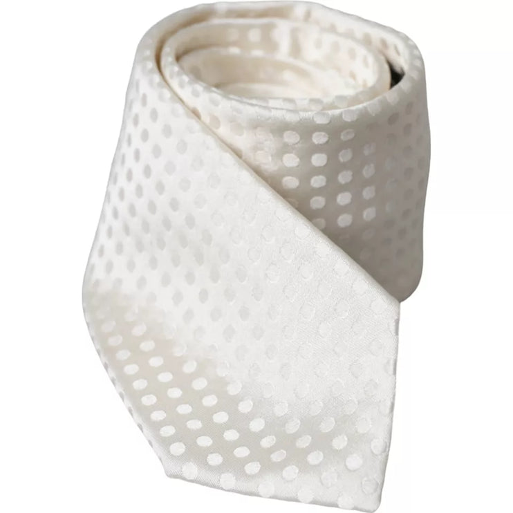 White Dotted Silk Classic Adjustable Men Tie