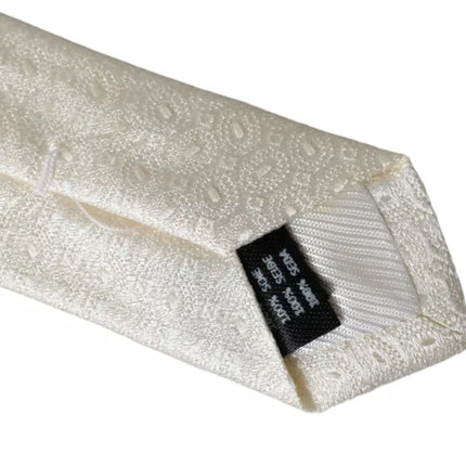 Off White Patterned Silk Adjustable Men Tie