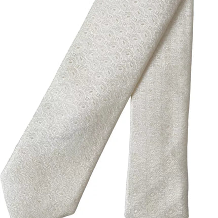 Off White Patterned Silk Adjustable Men Tie