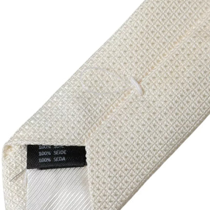 Off White Patterned Silk Classic Adjustable Tie