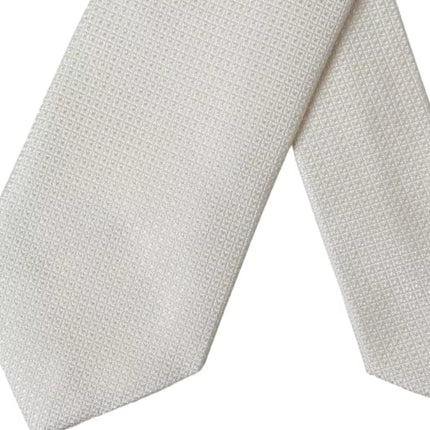 Off White Patterned Silk Classic Adjustable Tie