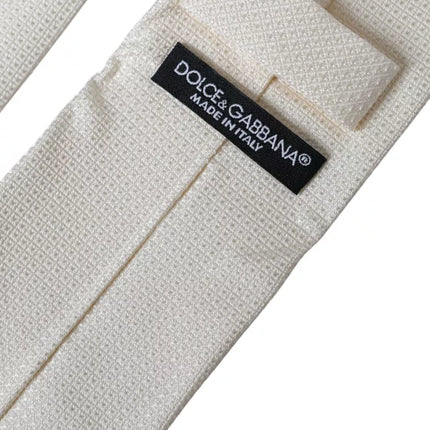 Off White Patterned Silk Classic Adjustable Tie