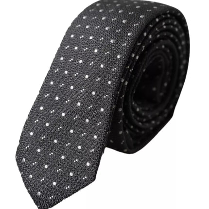 Black Polka Dot Silk Adjustable Men Tie