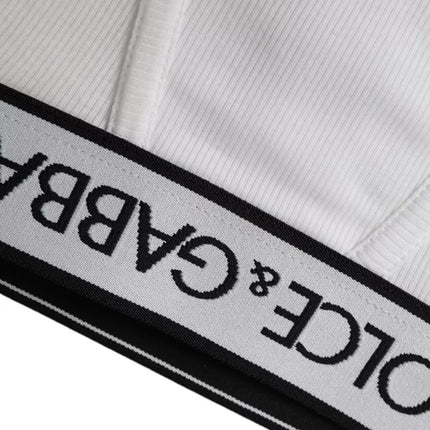 White Cotton Stretch Branded Logo Underwear