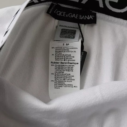 White Cotton Stretch Branded Logo Underwear