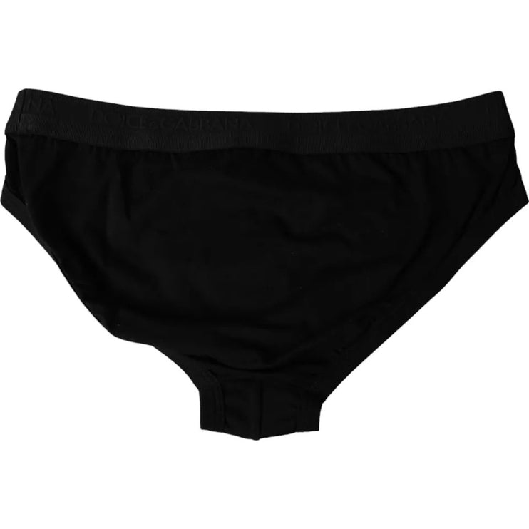 Black Logo Cotton Stretch Mid Slip Underwear