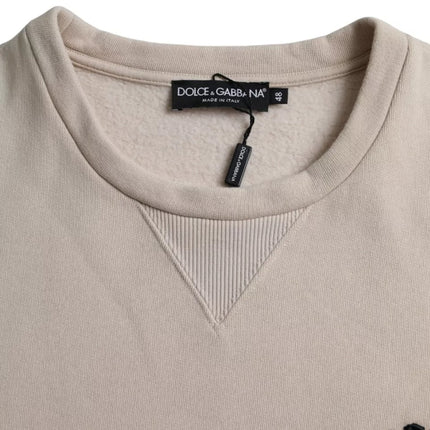 Beige Cotton Crew Neck Sweatshirt Sweater