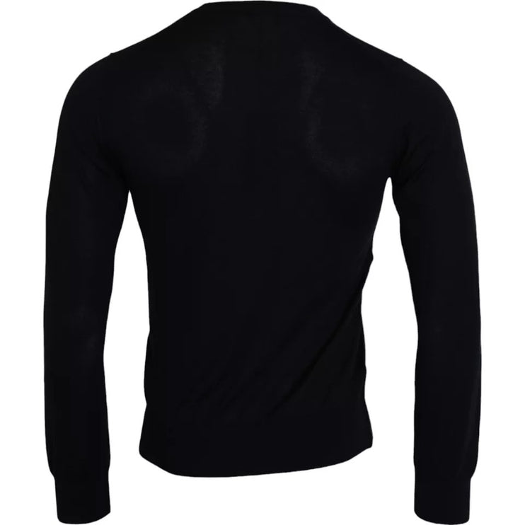 Black Cashmere Crew Neck Pullover Sweater