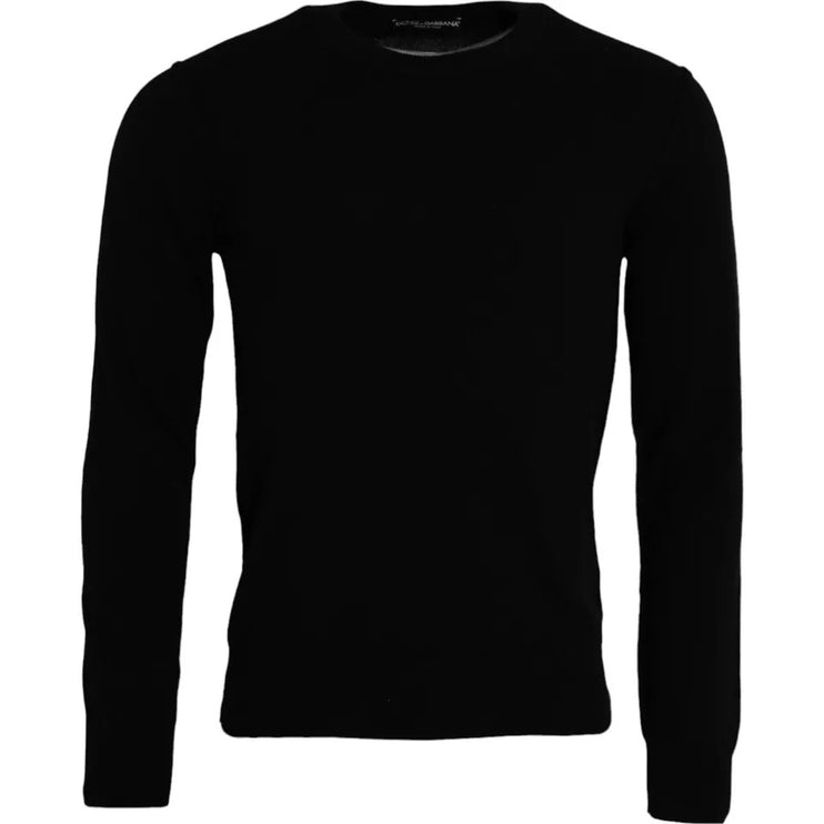 Black Cashmere Crew Neck Pullover Sweater