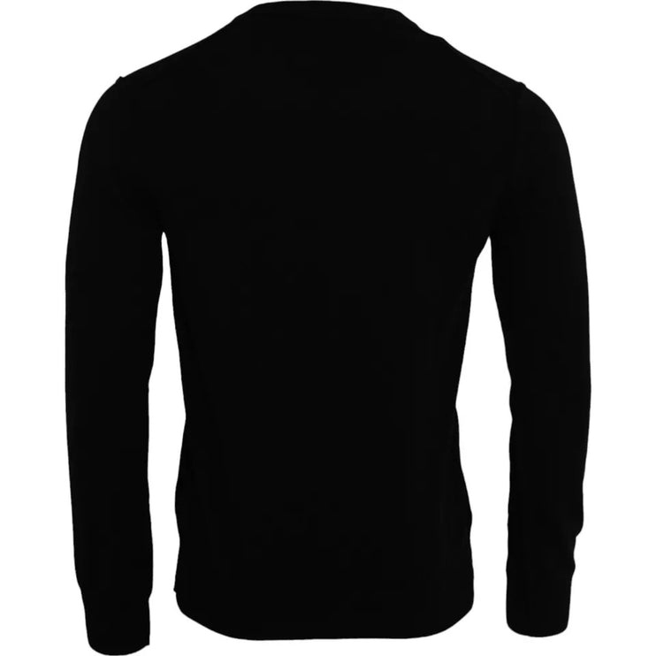 Black Cashmere Crew Neck Pullover Sweater