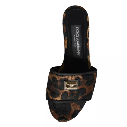 Brown Leopard Logo Slides Flats Sandals Shoes