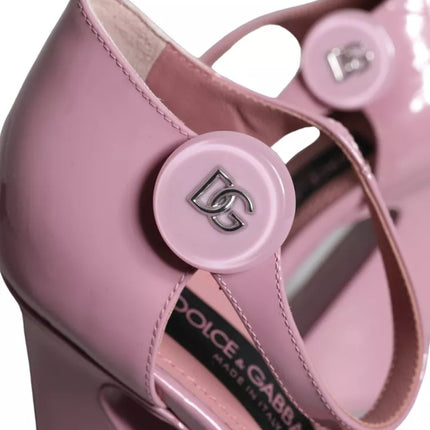 Pink Patent Leather Ankle Strap Heels Sandals Shoes