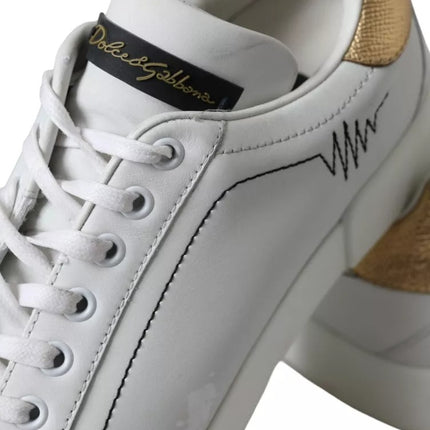 White Leather Portofino Low Top Sneakers Shoes