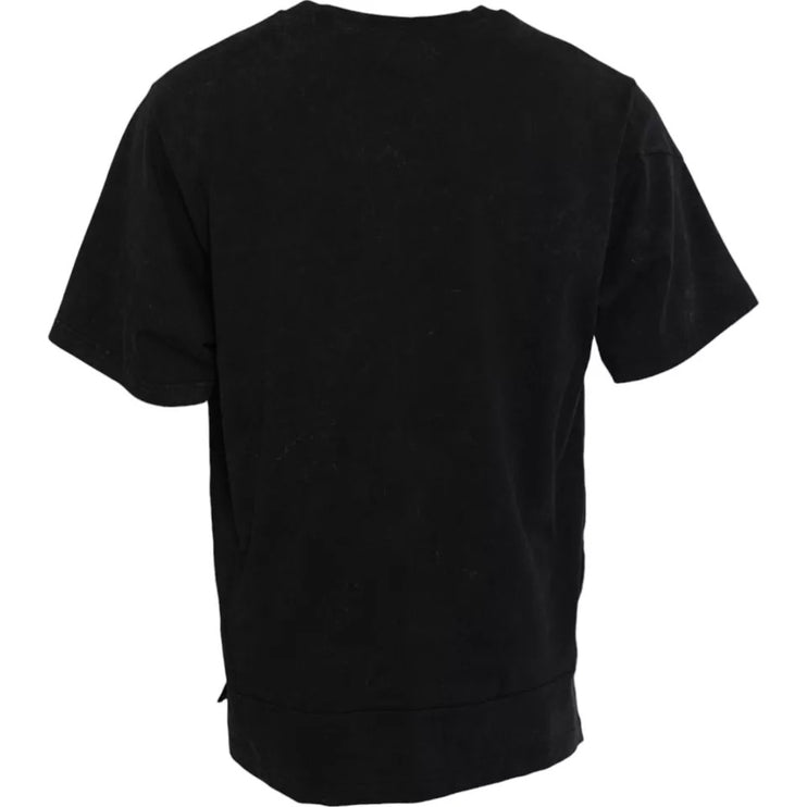 Black Graphic Print Cotton Crew Neck T-shirt