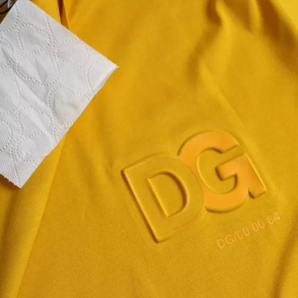 Dark Yellow Logo Cotton Round Neck T-shirt