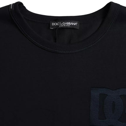 Black Logo Round Neck Short Sleeves T-shirt