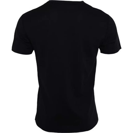 Black Logo Round Neck Short Sleeves T-shirt