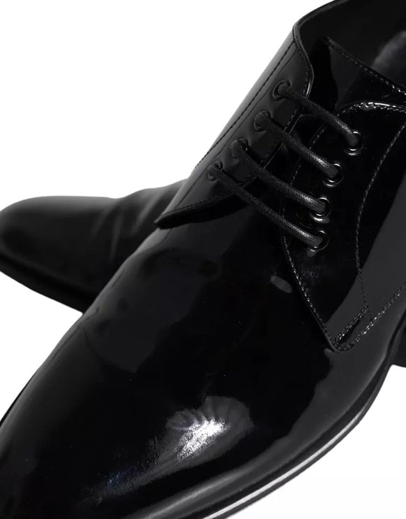 Black Calfskin Leather Derby Men Dress Shoes