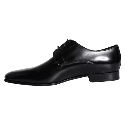 Black Calf Leather Derby Men Dress Shoes