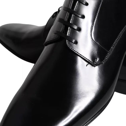 Black Calf Leather Derby Men Dress Shoes