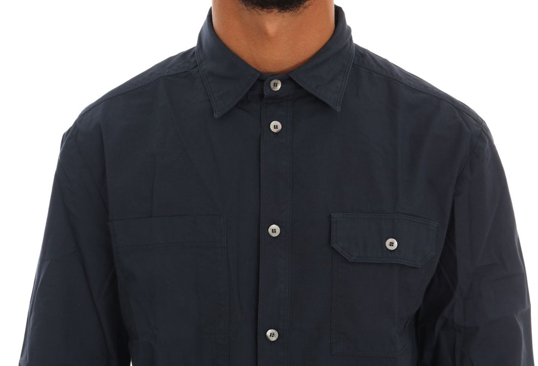 Elegant blauw katoen casual shirt