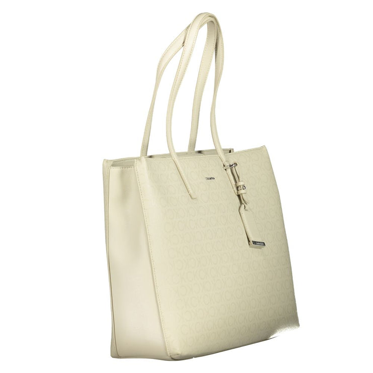 Beige Polyester Handbag