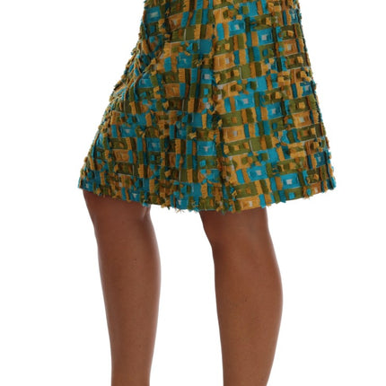 Elegante groene jacquard hoge taille rok