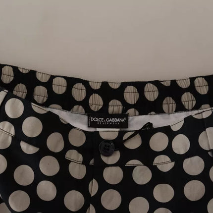 Black White Polka Dots Cotton Linen Shorts