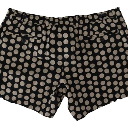 Black White Polka Dots Cotton Linen Shorts