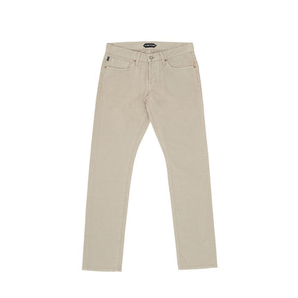 Beige Cotton Jeans & Pant