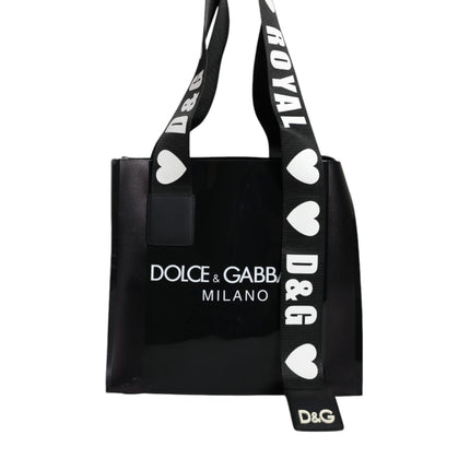 Black Street Logo Print PVC Shopping Tote Bag