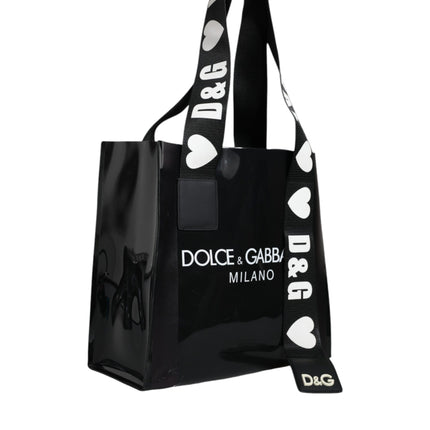 Black Street Logo Print PVC Shopping Tote Bag