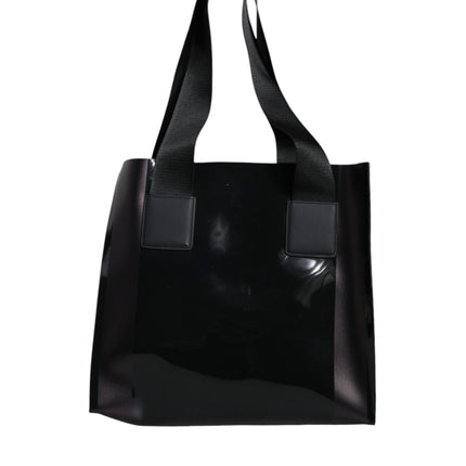 Black Street Logo Print PVC Shopping Tote Bag