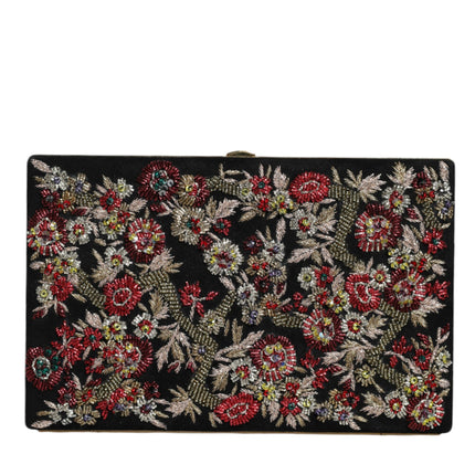 Multicolor Floral Gold Frame Clutch Evening Purse Bag