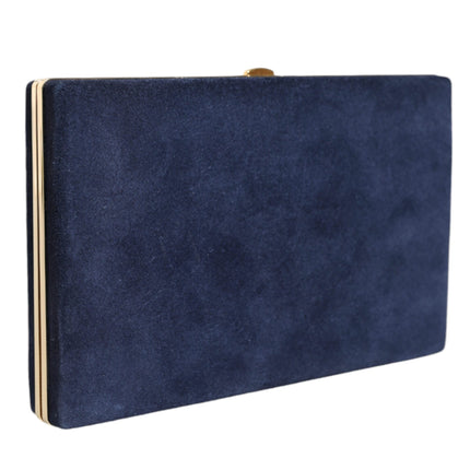 Blue Suede Gold Frame Clutch Evening Party Purse Bag