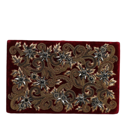 Red Velvet Gold Frame Clutch Evening Party Purse Bag