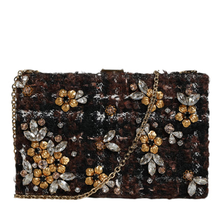 Multicolor Tweed Floral Clutch Evening Party Purse CrossBody Bag