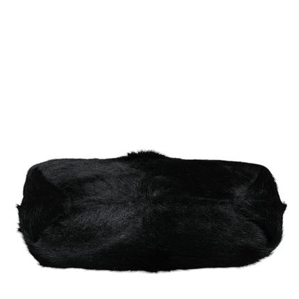 Black Fur Handbag Clutch Purse Pouch Bag