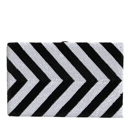 Black White Gold Frame Clutch Evening Party Purse Bag