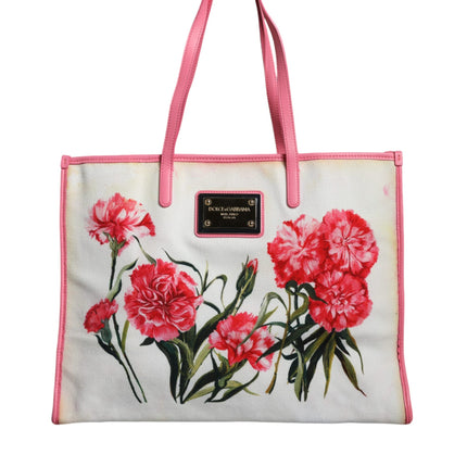 White Canvas Rose Embroidery Women Shopping Tote Bag