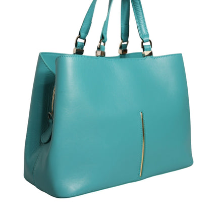 Green Leather Women Shopping Tote Top Handle Bag