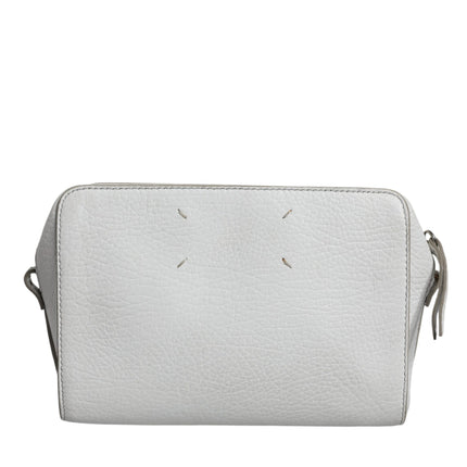 White Leather Large Pouch Zip Handbag Women Bag