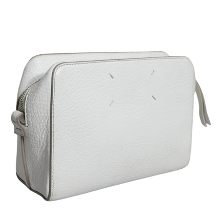 White Leather Large Pouch Zip Handbag Women Bag