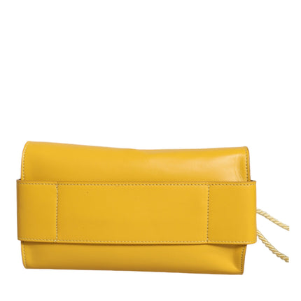 Yellow Leather Shoulder Strap Top Handle Bag